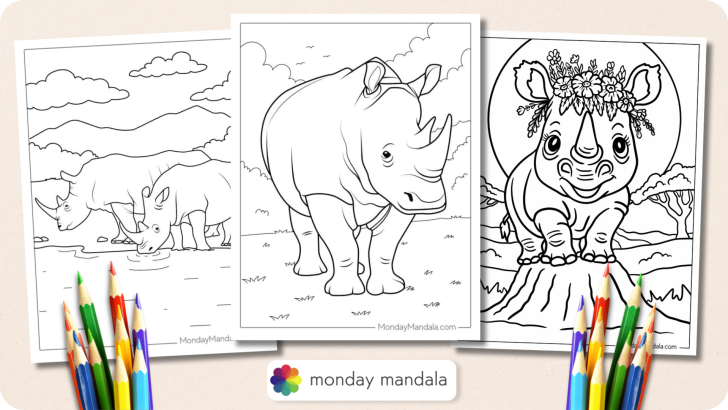 Rhino Coloring Pages Featured Image v2