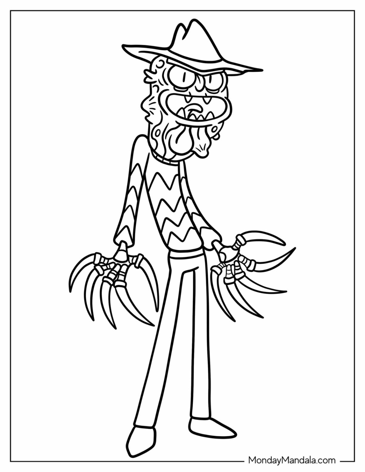 Rick and Morty Coloring Page Parody Monster Scary Terry