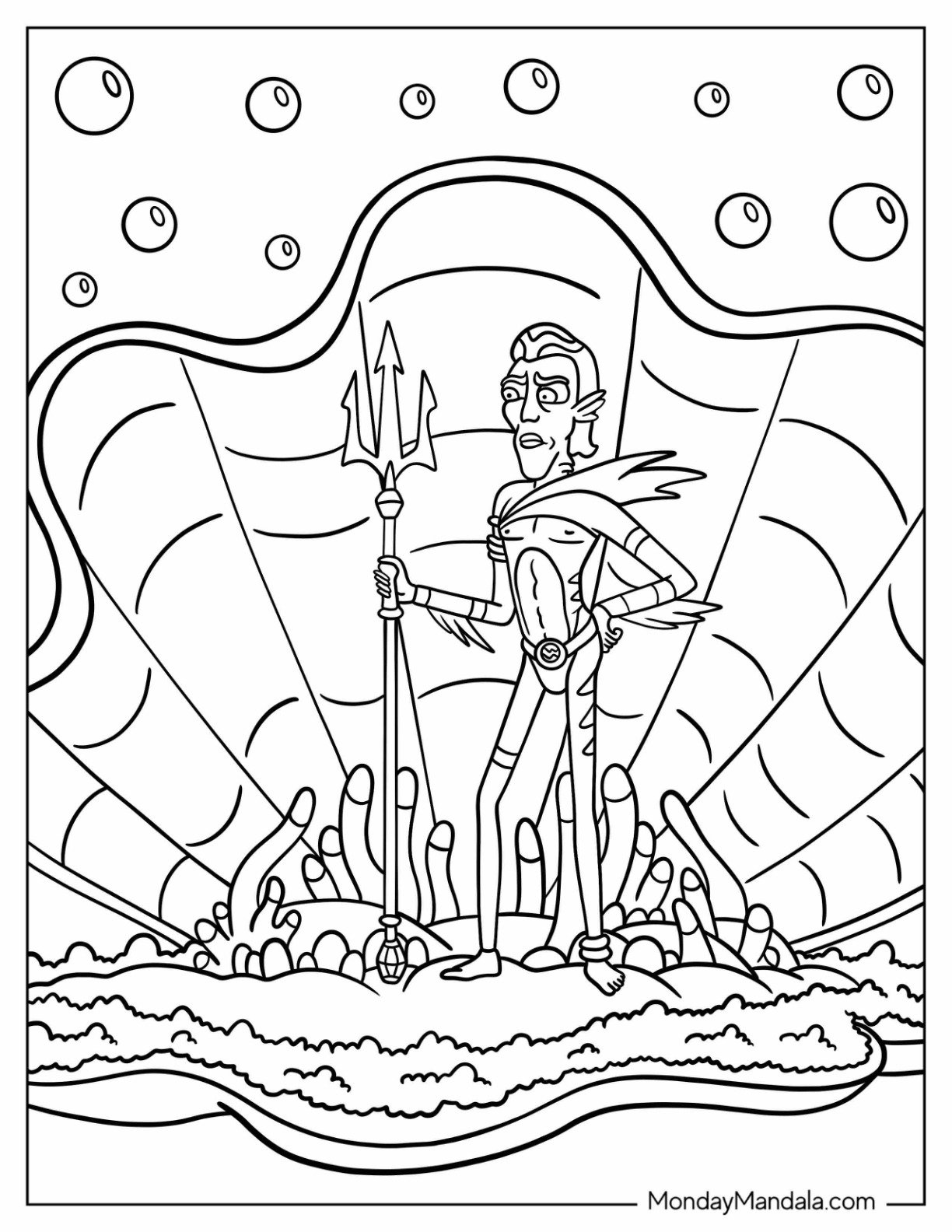 Rick and Morty Coloring Page Of Mr. Nimbus in Underwater Kingdom