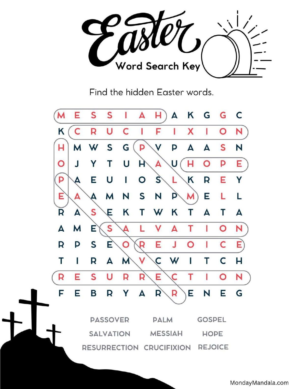 Risen Easter Word Search Answer Key