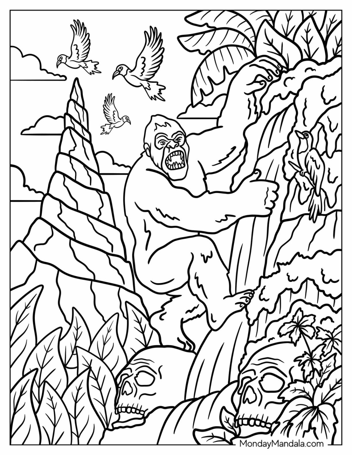 Roaring King Kong Coloring PageClimbing Mountain