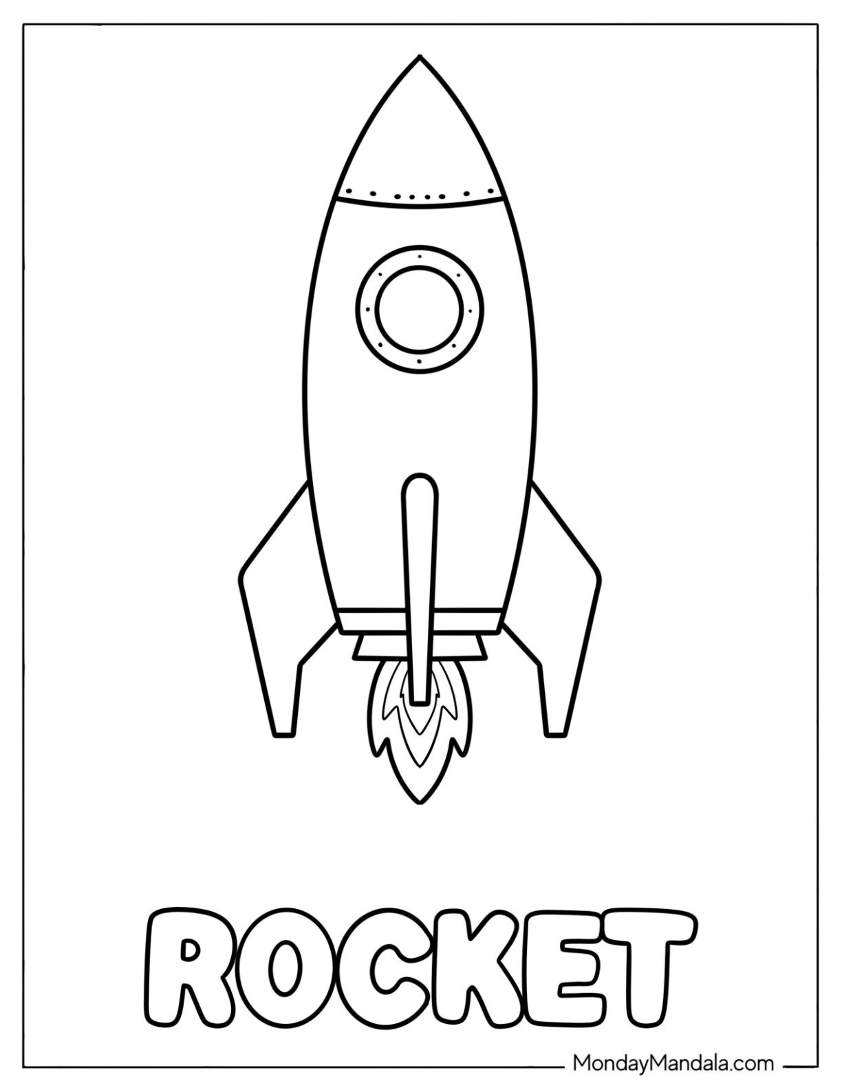 Rocket Outline Coloring Page for Toddlers