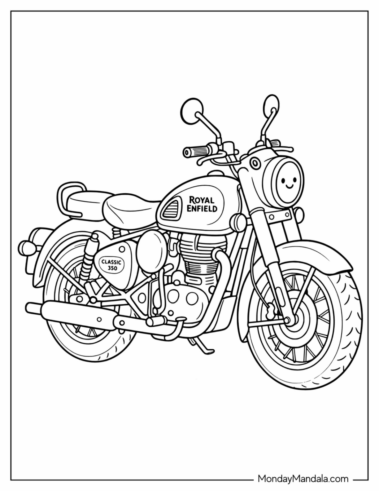 Royal Enfield Classic 350 Motorcycle Coloring Page