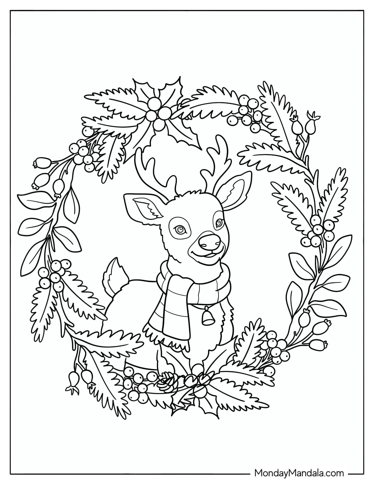 Rudolph Inside a Christmas Wreath