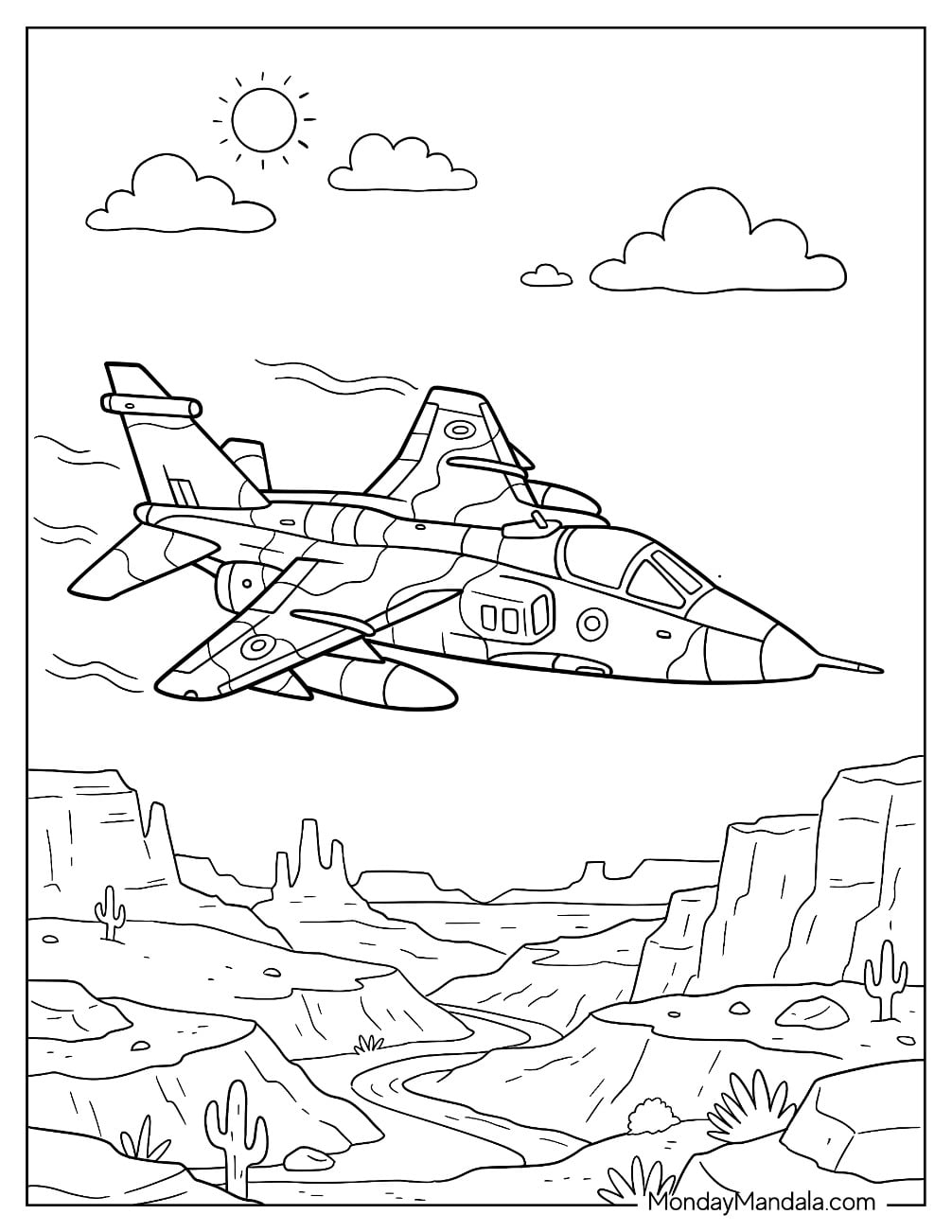 SEPECAT Jaguar Fighter Jet Flying Over a Desert Canyon