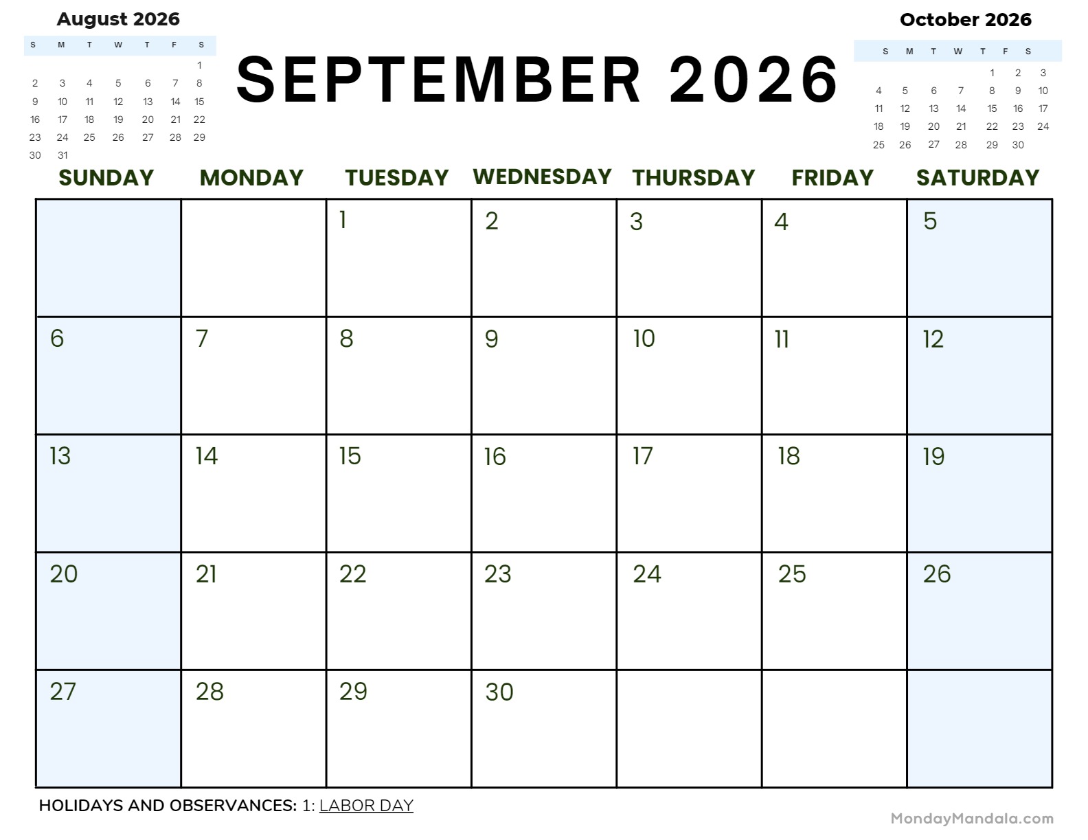 September 2026 Calendars 52 Free PDF Printables 