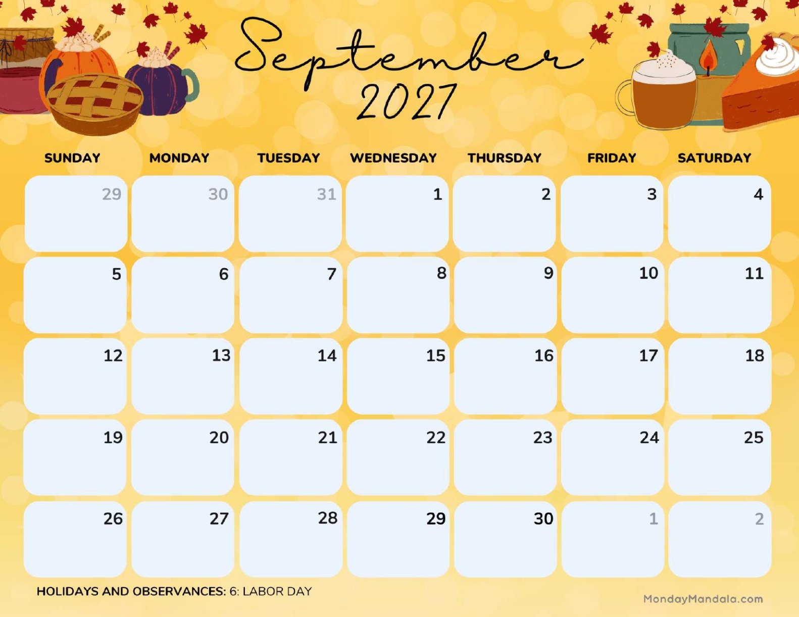 September 2027 Calendar Printable Cozy Landscape