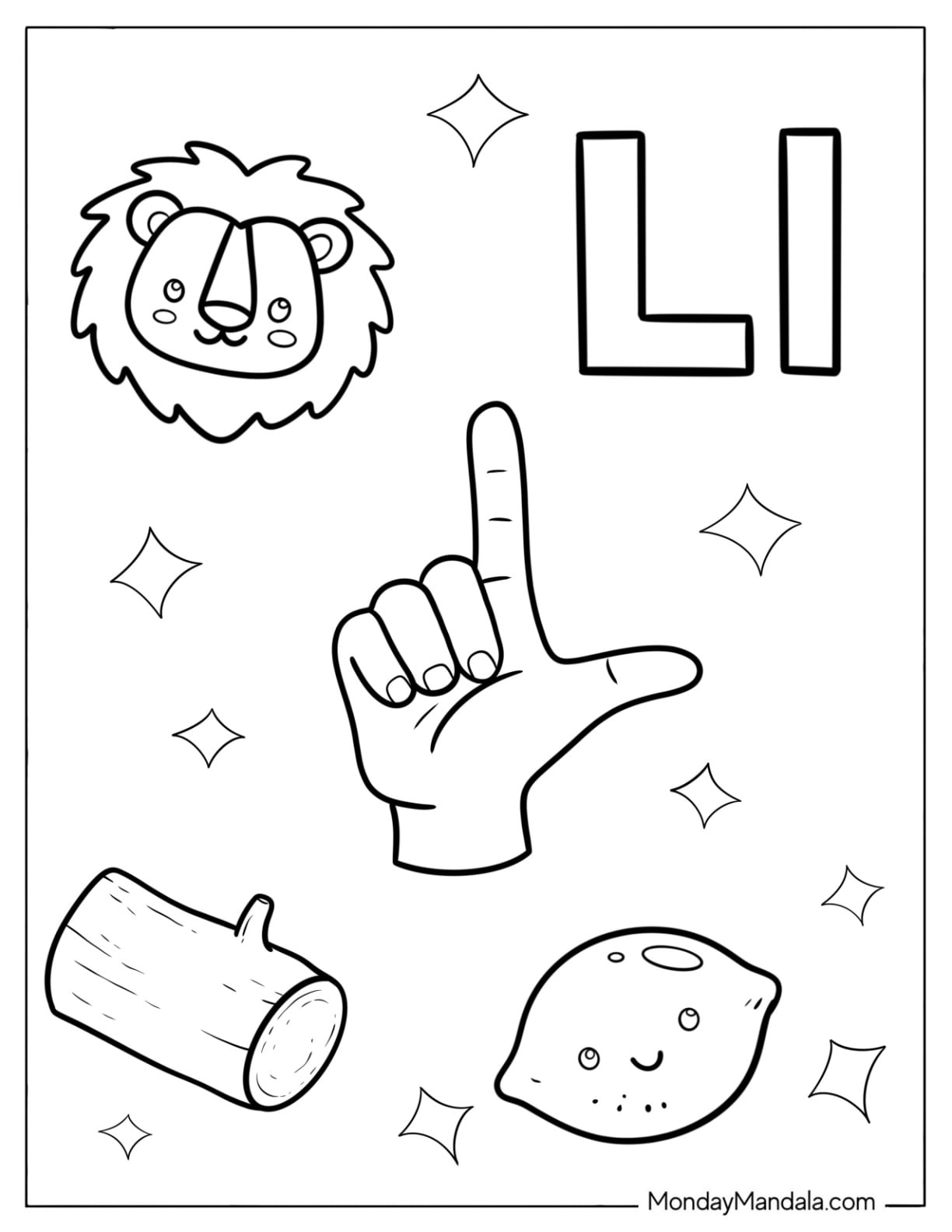 Sign Language Letter L ASL Lion, Log, and Lemon