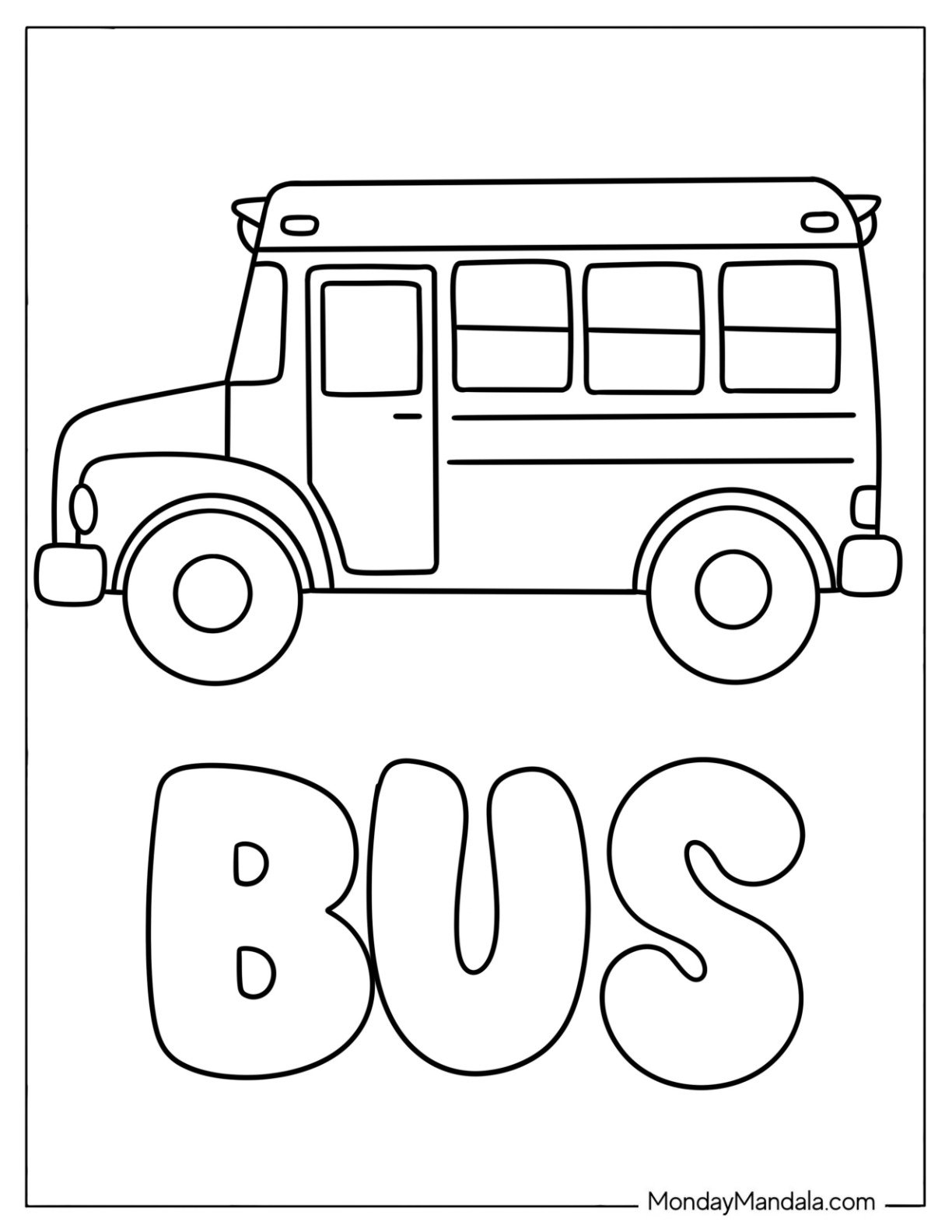 Simple Bus Outline Coloring Page for Toddlers