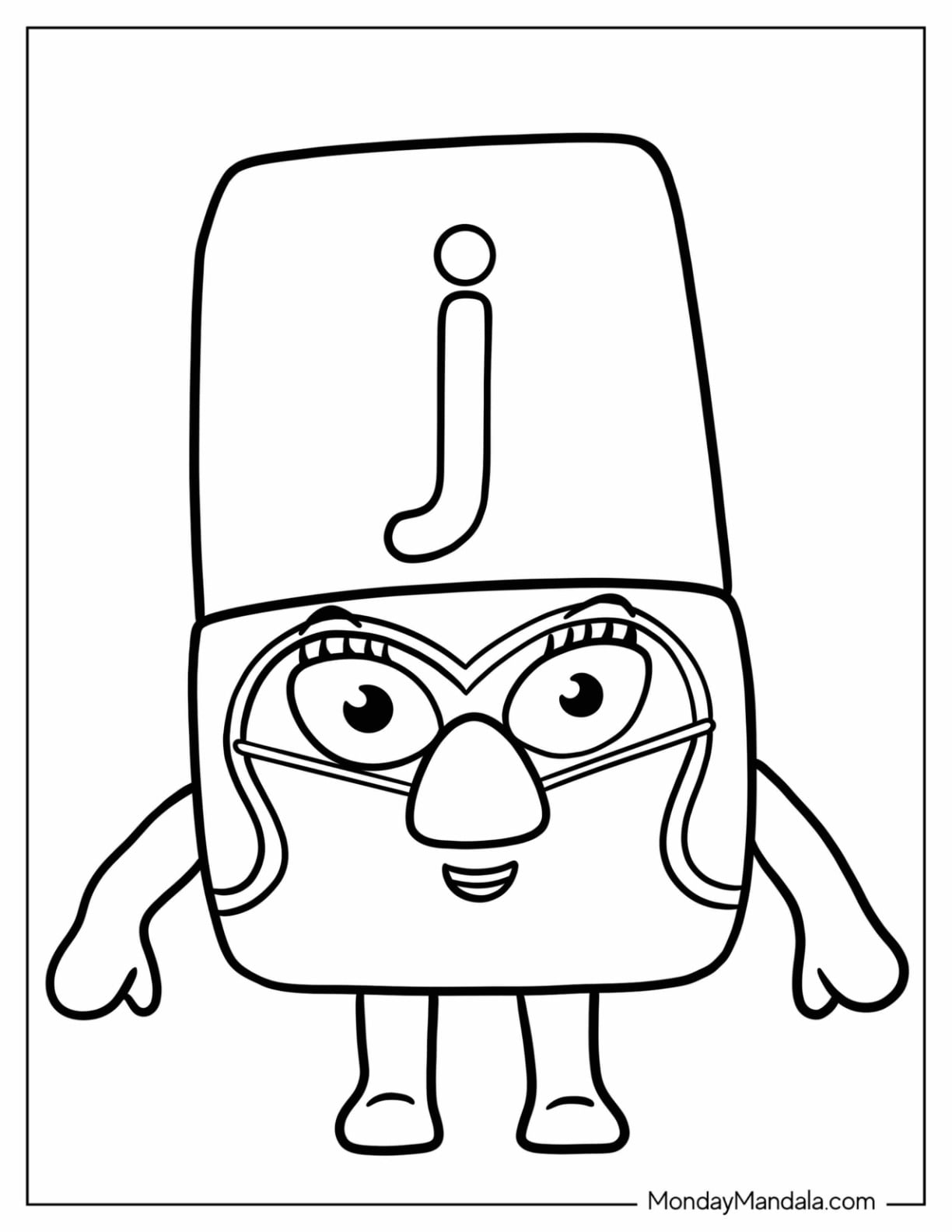 Simple Cartoon Letter J Coloring Page For Preschoolers