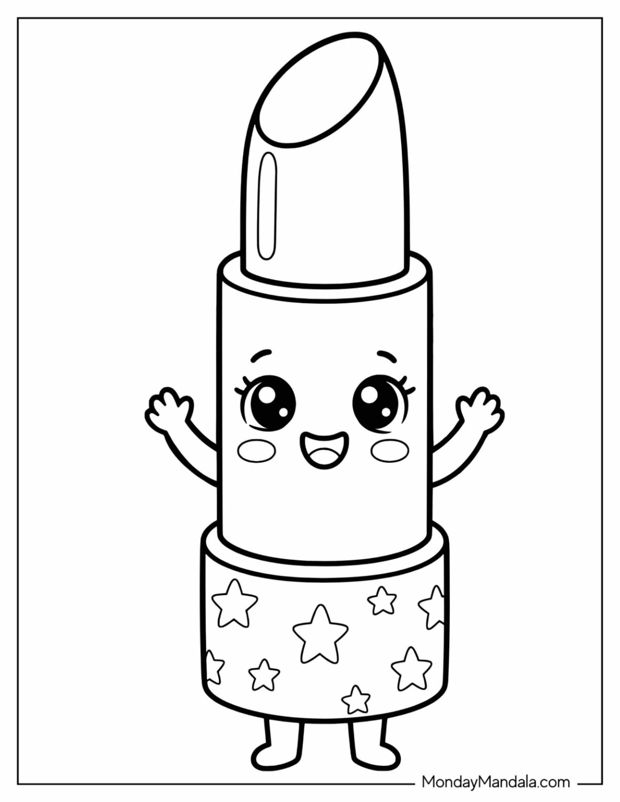 Simple Cartoon Lipstick Coloring Page for Preschoolers