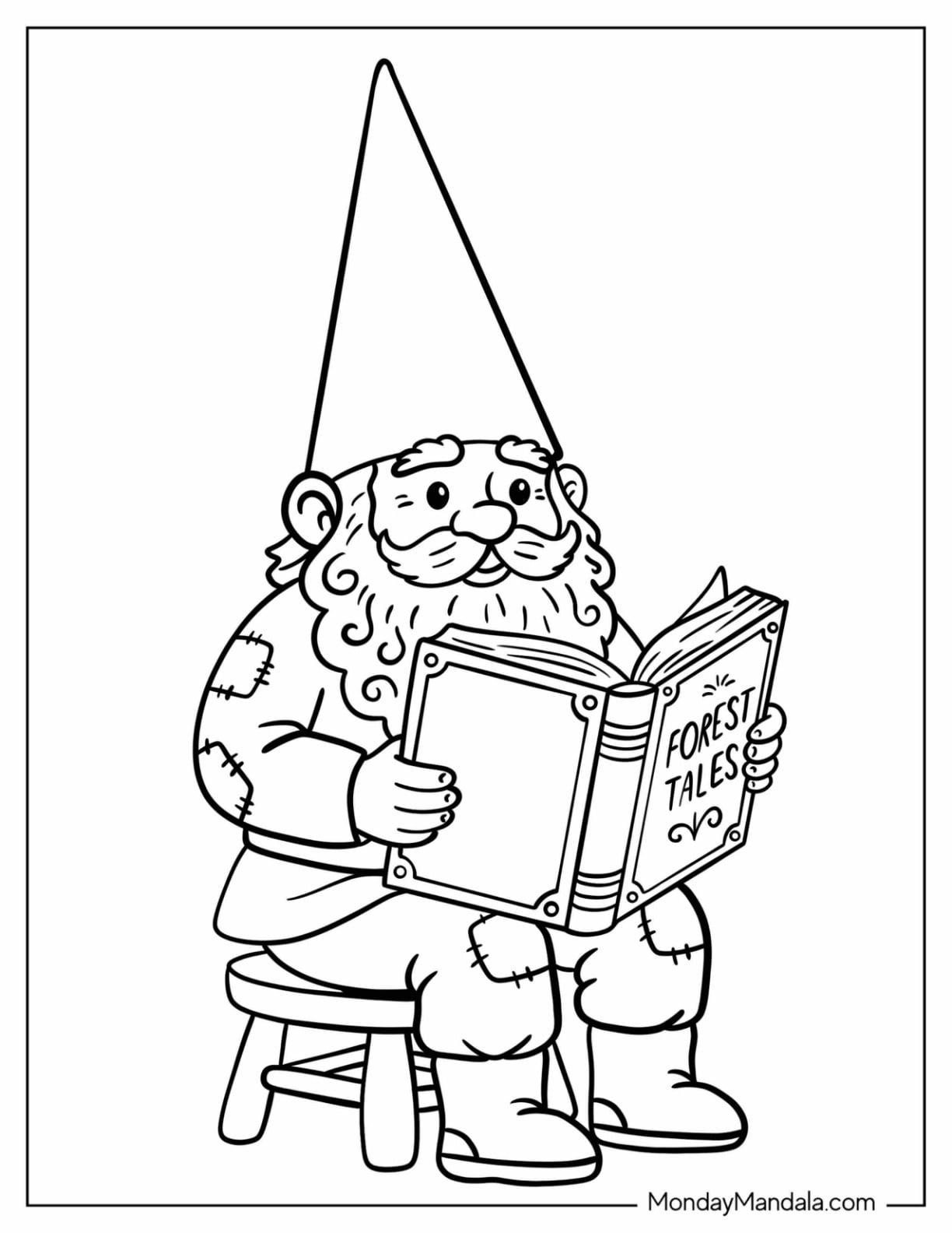 Simple Christmas Gnome Coloring Page Reading Forest Tales