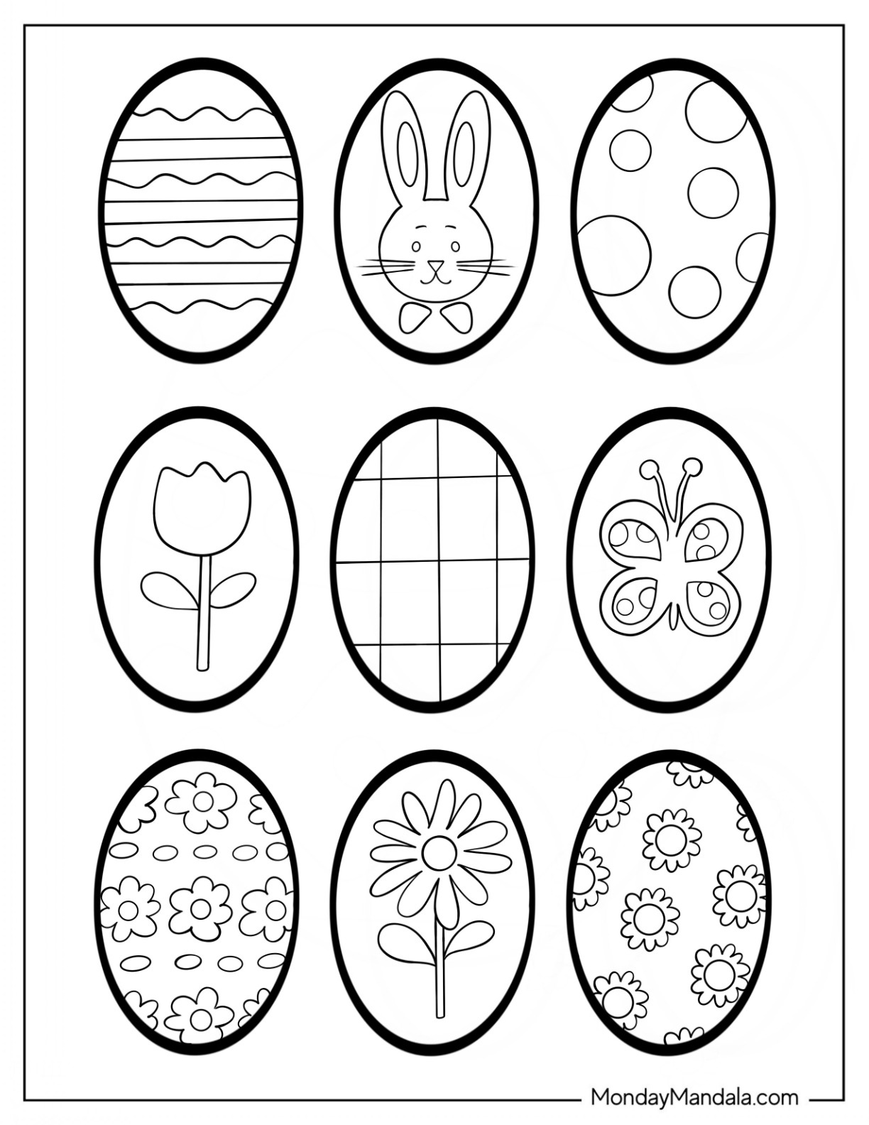 Blank Easter Egg Coloring Pages 22 Printable Easter Eggs Coloring