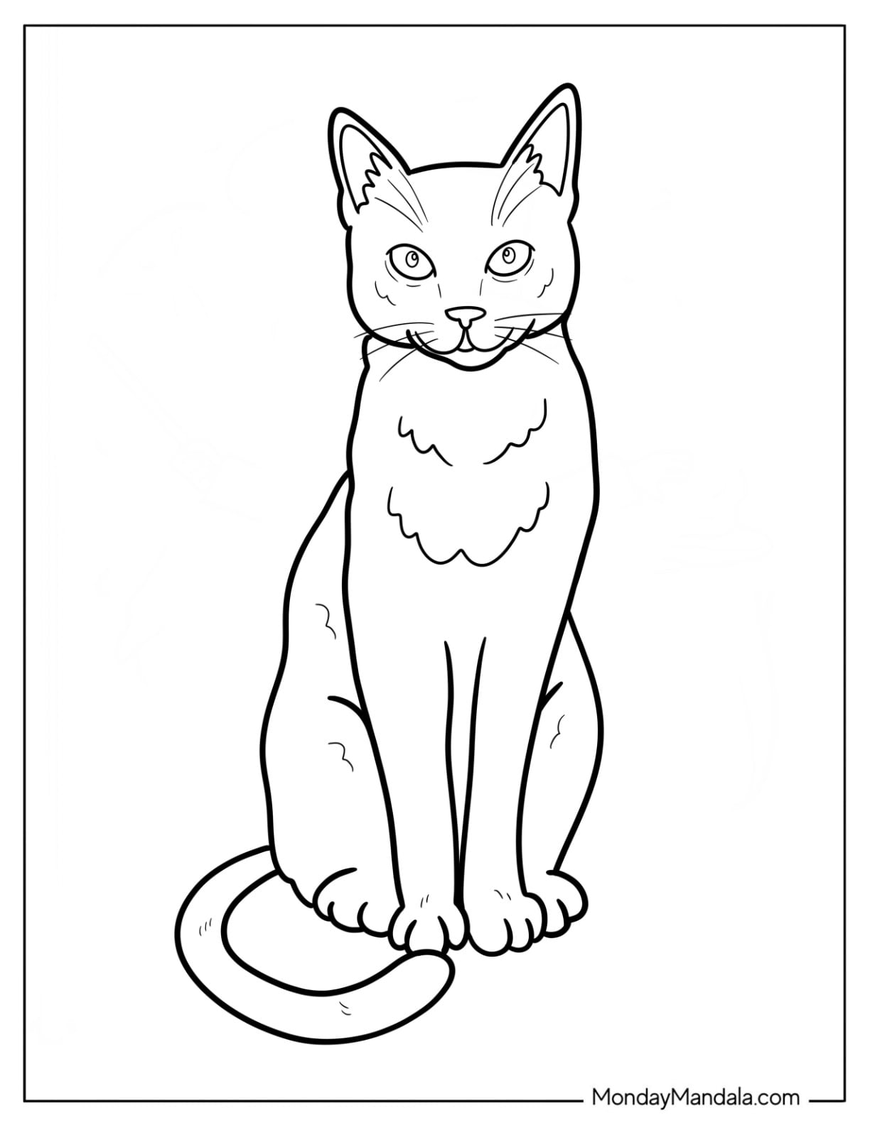 Simple Halloween Cat Coloring Page with Perked Ears for Kids