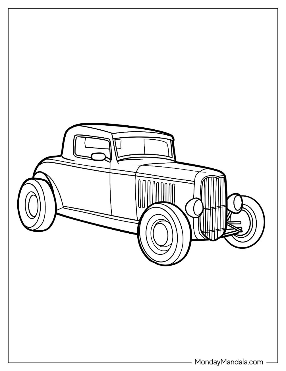 Simple Iconic Deuce Coupe Hot Rod Coloring Page Car for Kids