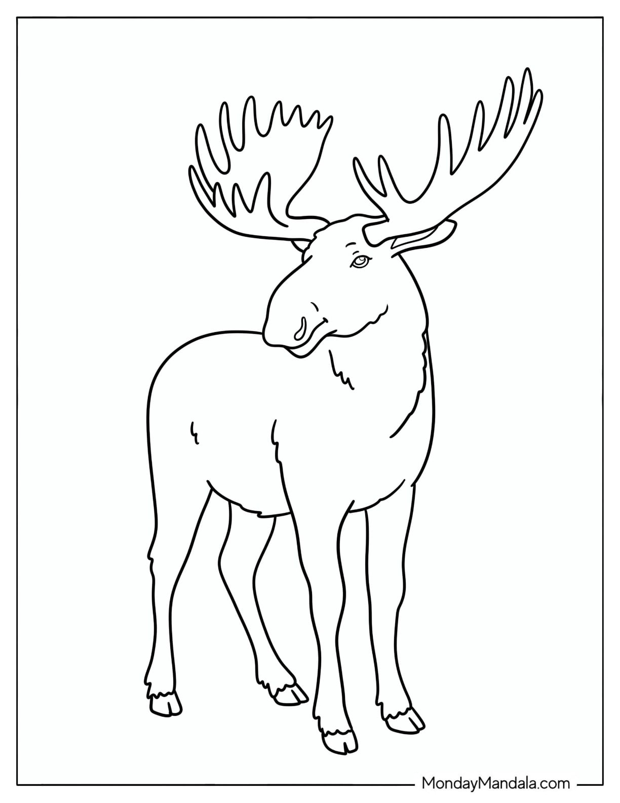 Simple Moose with Huge Antlers Coloring Page