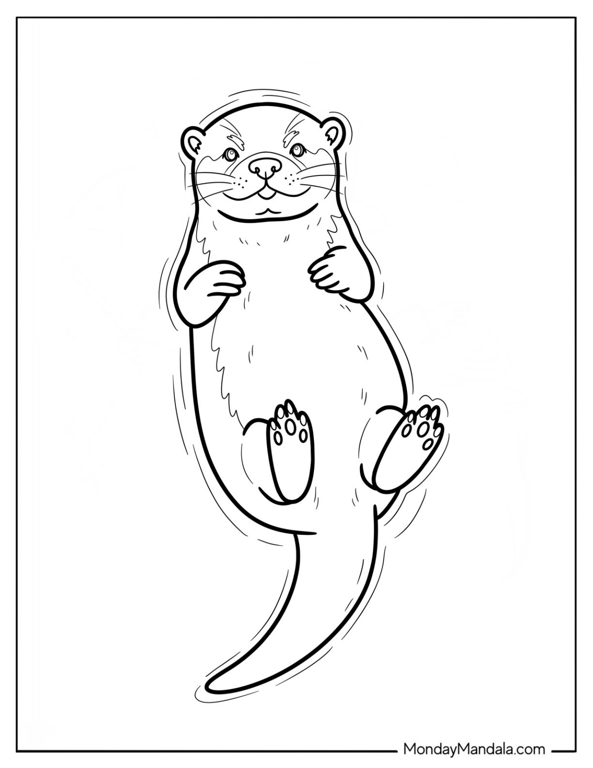 Simple Otter Coloring Page Floating on Its Back for Kids