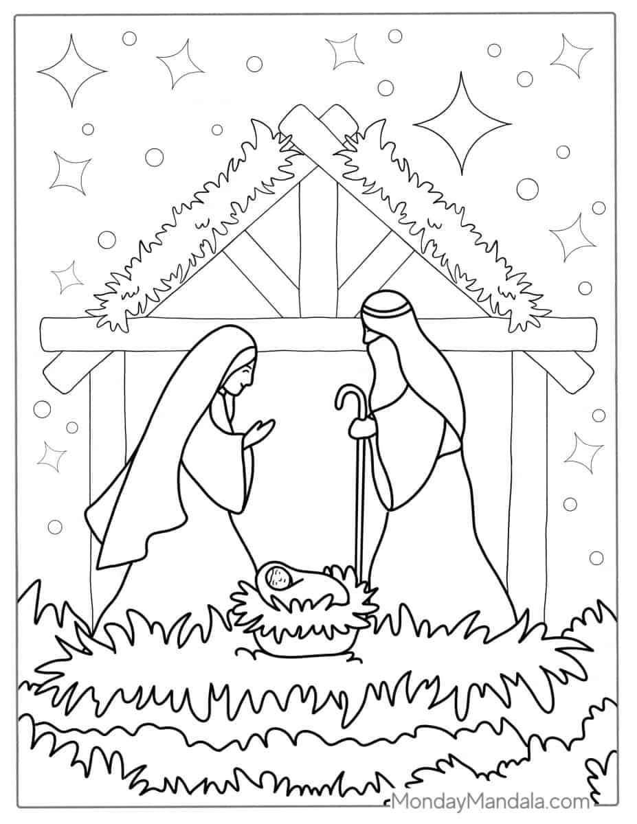 20 Nativity Coloring Pages (Free PDF Printables)