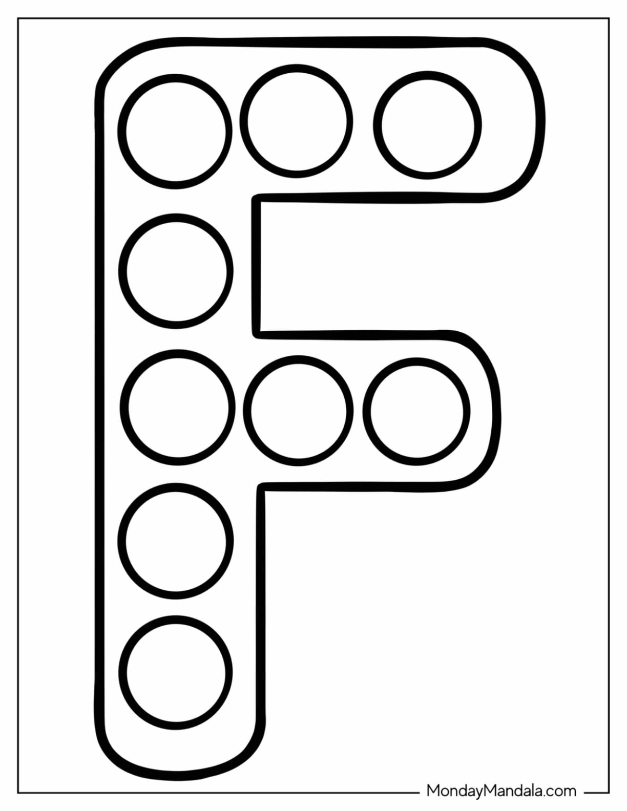 Simple Polka Dot Letter F Coloring Page