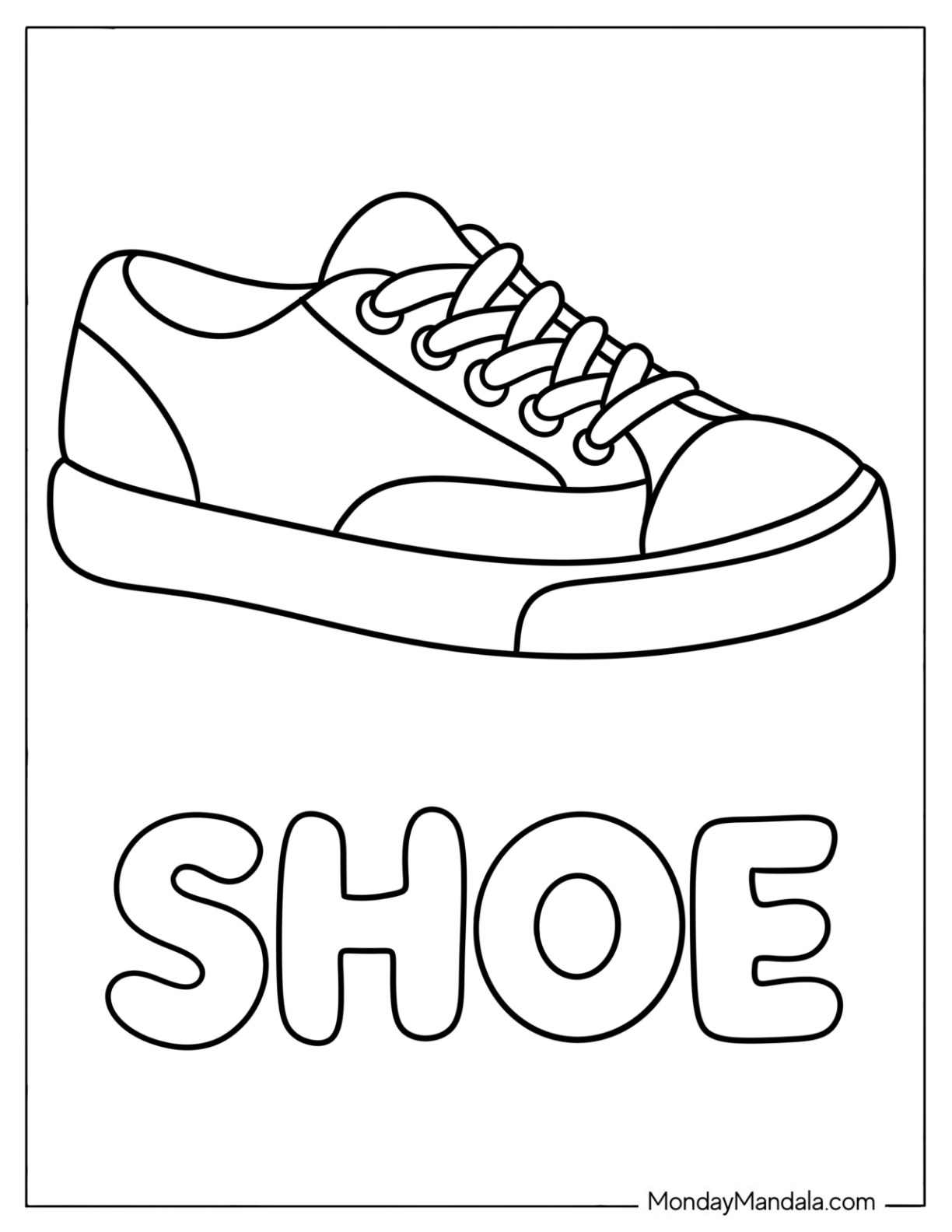 Single Piece of Shoe Coloring Sheet