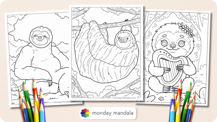 Sloth Coloring Pages Featured Image v2