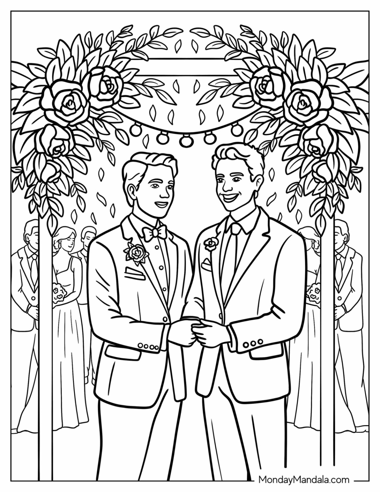 Smiling Couple Holding Hands During Wedding Ceremony