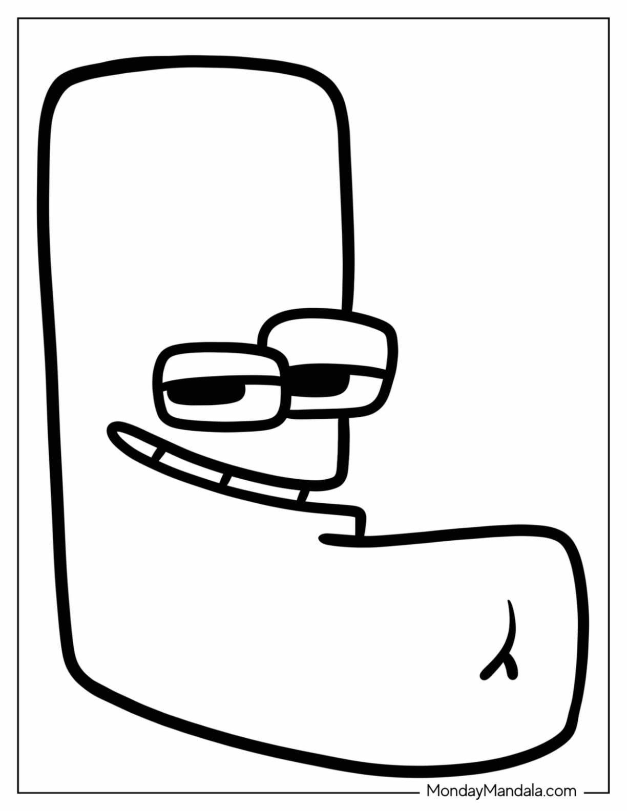 Smiling Letter L Coloring Page With Smiling Face For Kids