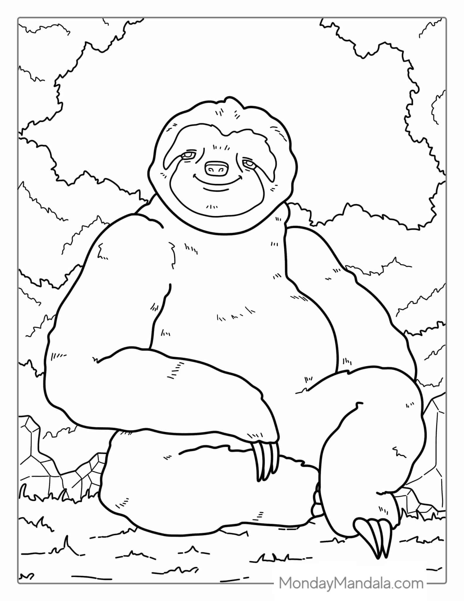 32 Sloth Coloring Pages (Free PDF Printables)