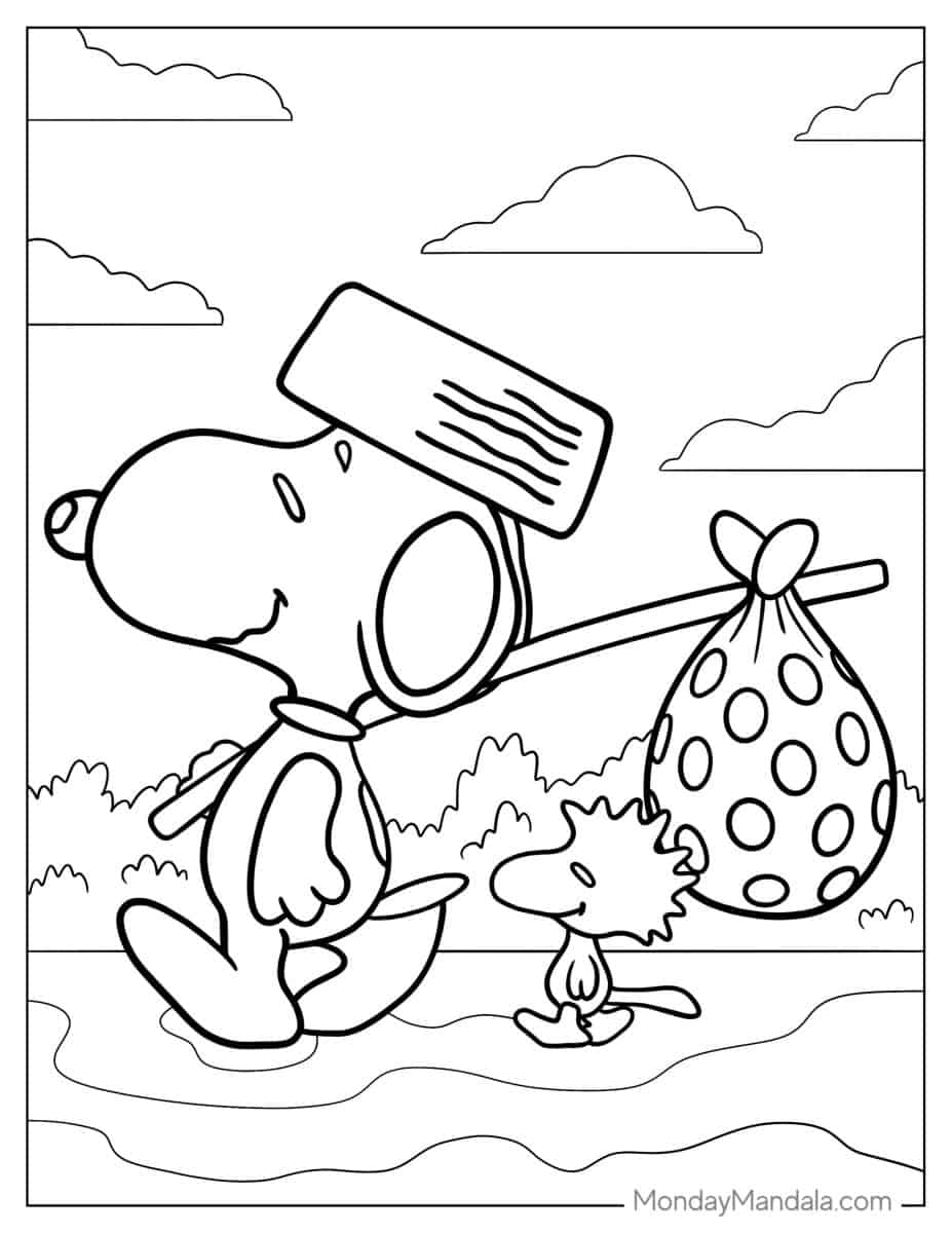 Snoopy Coloring Pages Christmas Charlie Brown Dog Printable Patterns