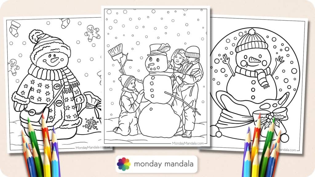 snowman coloring pages for kids printable