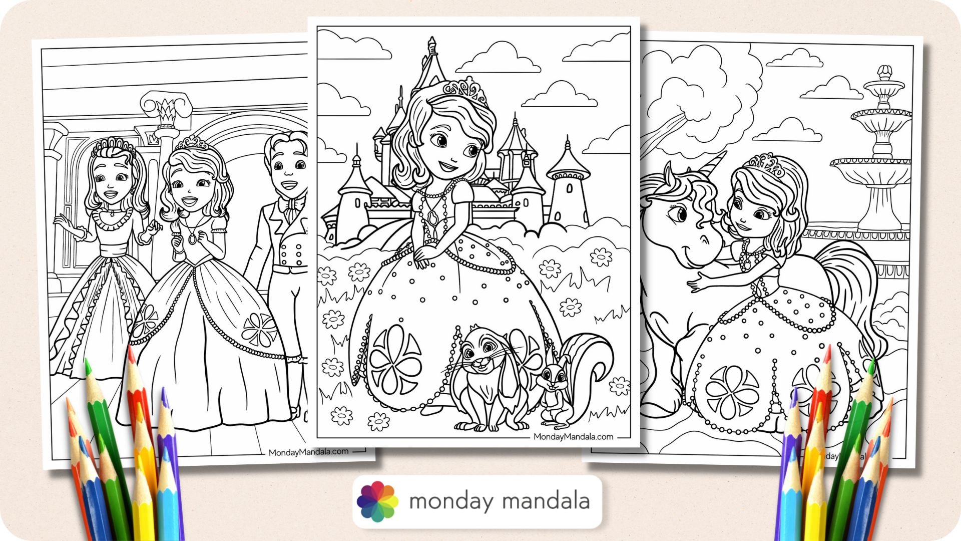 Free printable and coloring drawing of Princess Sofia (Disney) - Sofia the  First Kids Coloring Pages