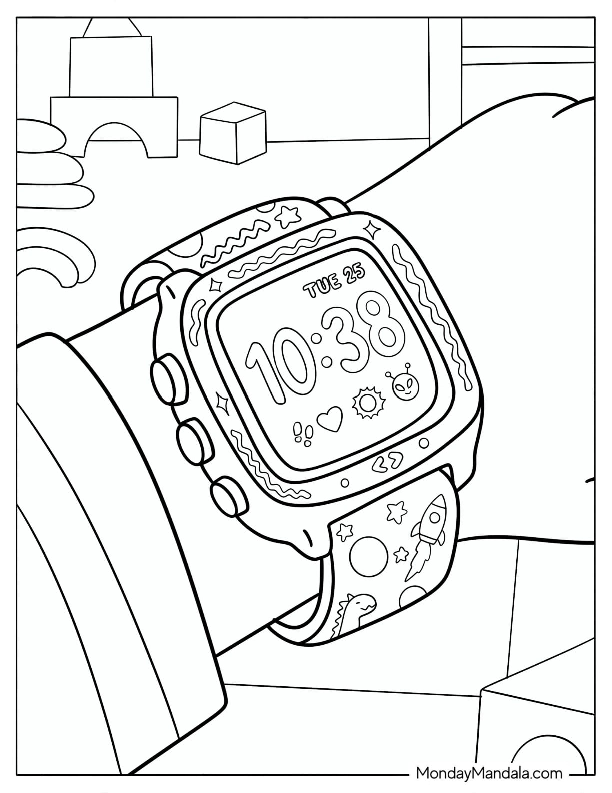Space Themed Smartwatch Displaying the Time