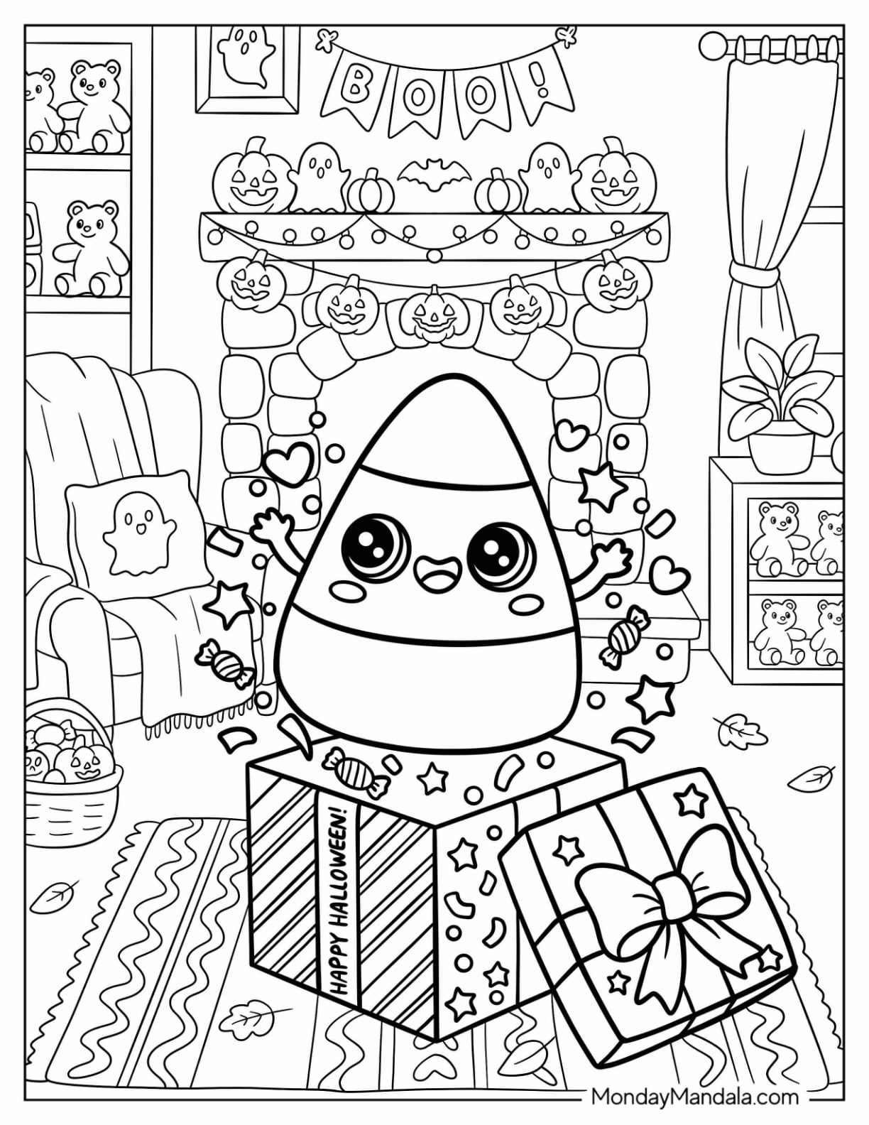 Sparkly Candy Corn Jumping Out of a Christmas Present