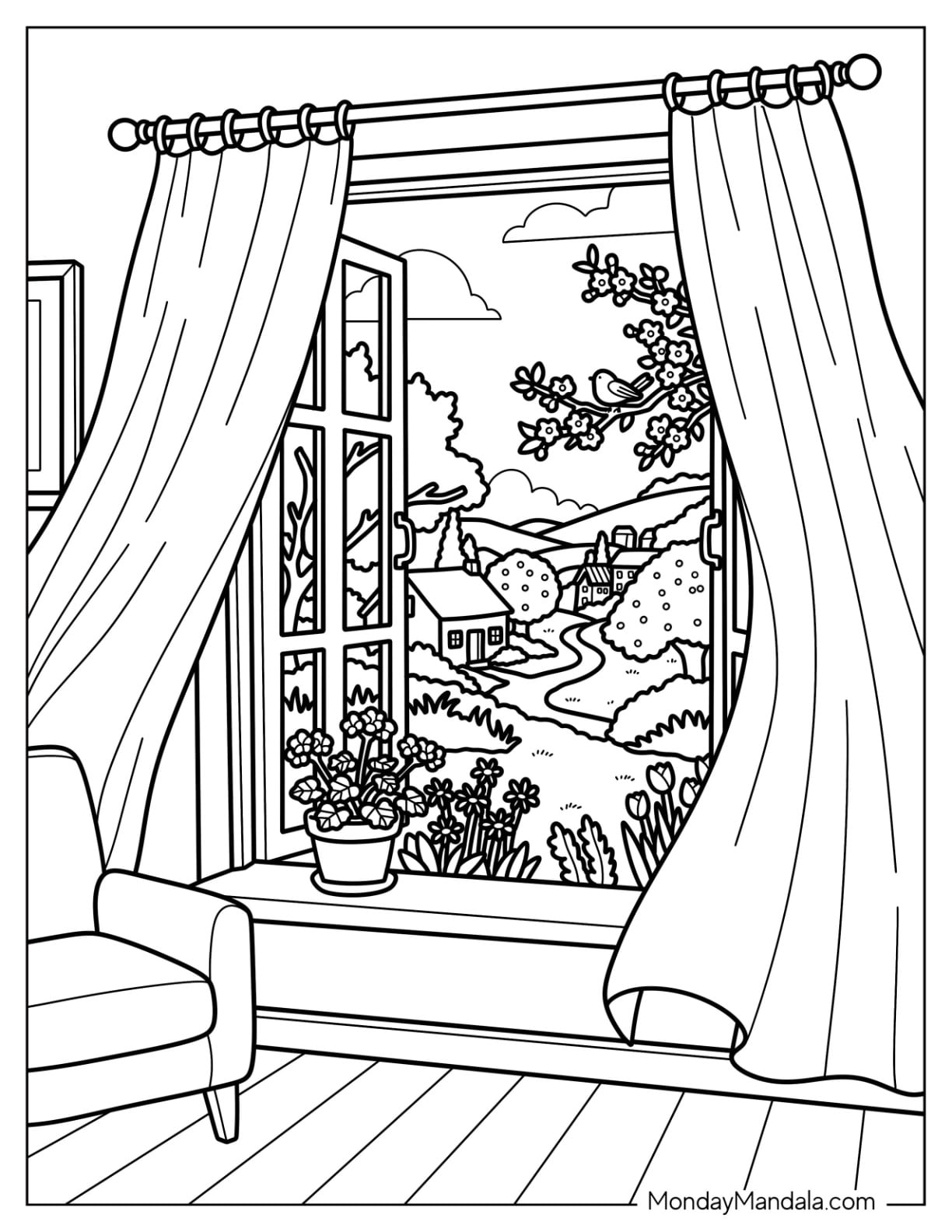 Spring View Through an Open Window