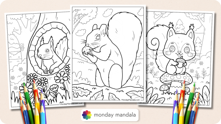 Squirrel Coloring Pages Featured Image v2