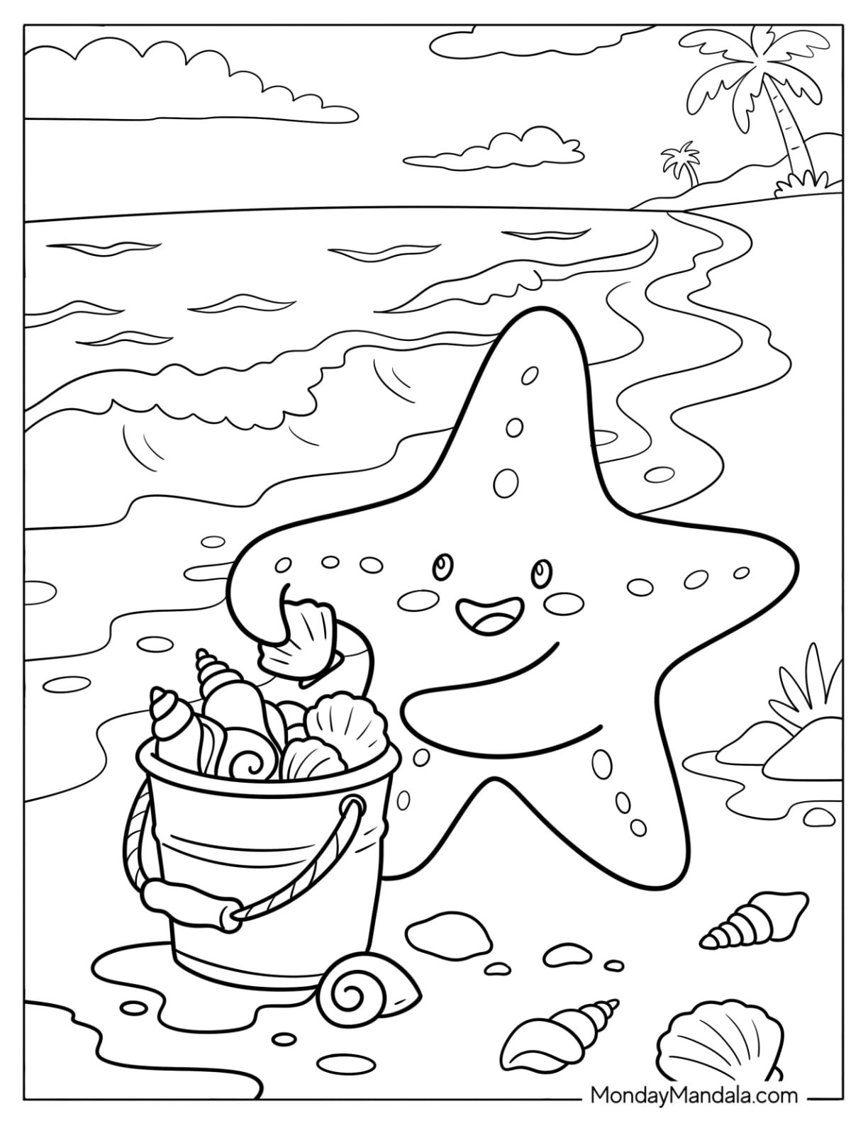 Starfish Collecting Seashells on the Shore