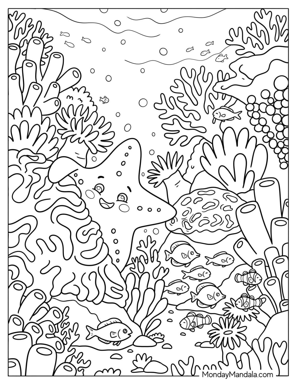 Starfish Waving from inside a Coral Reef