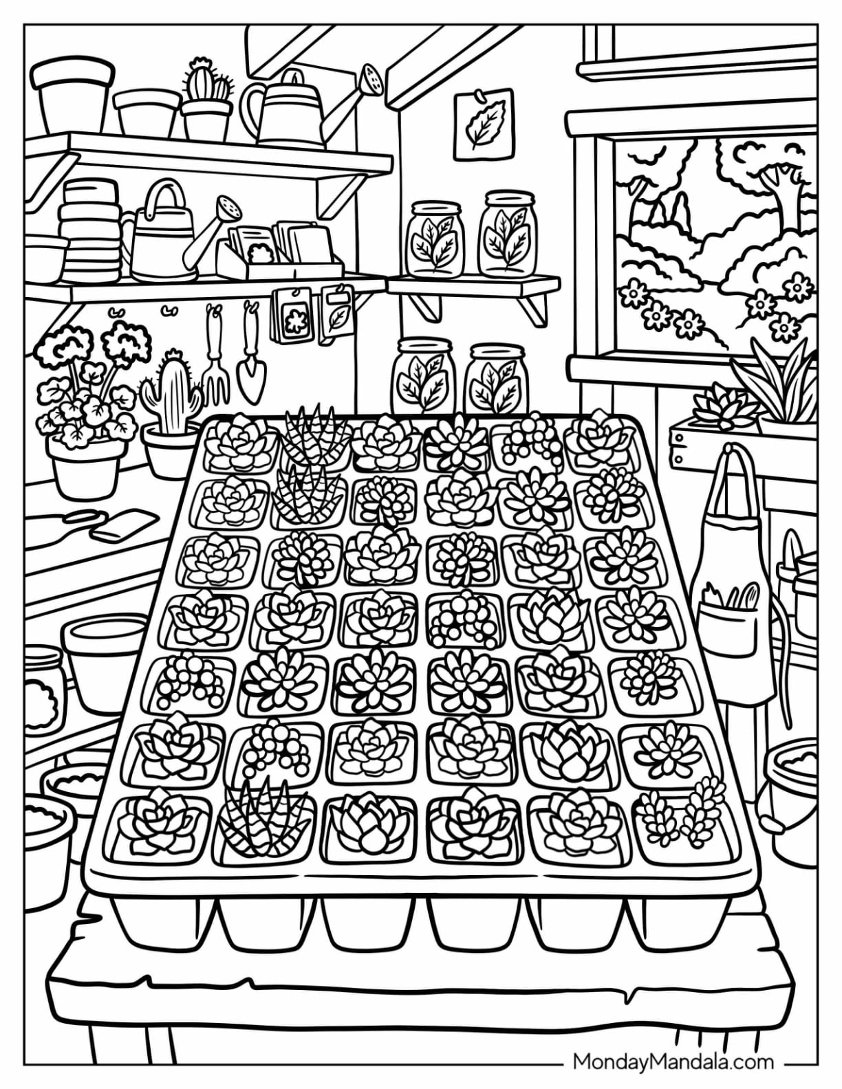 Succulent Seedling Tray in an Indoor Garden