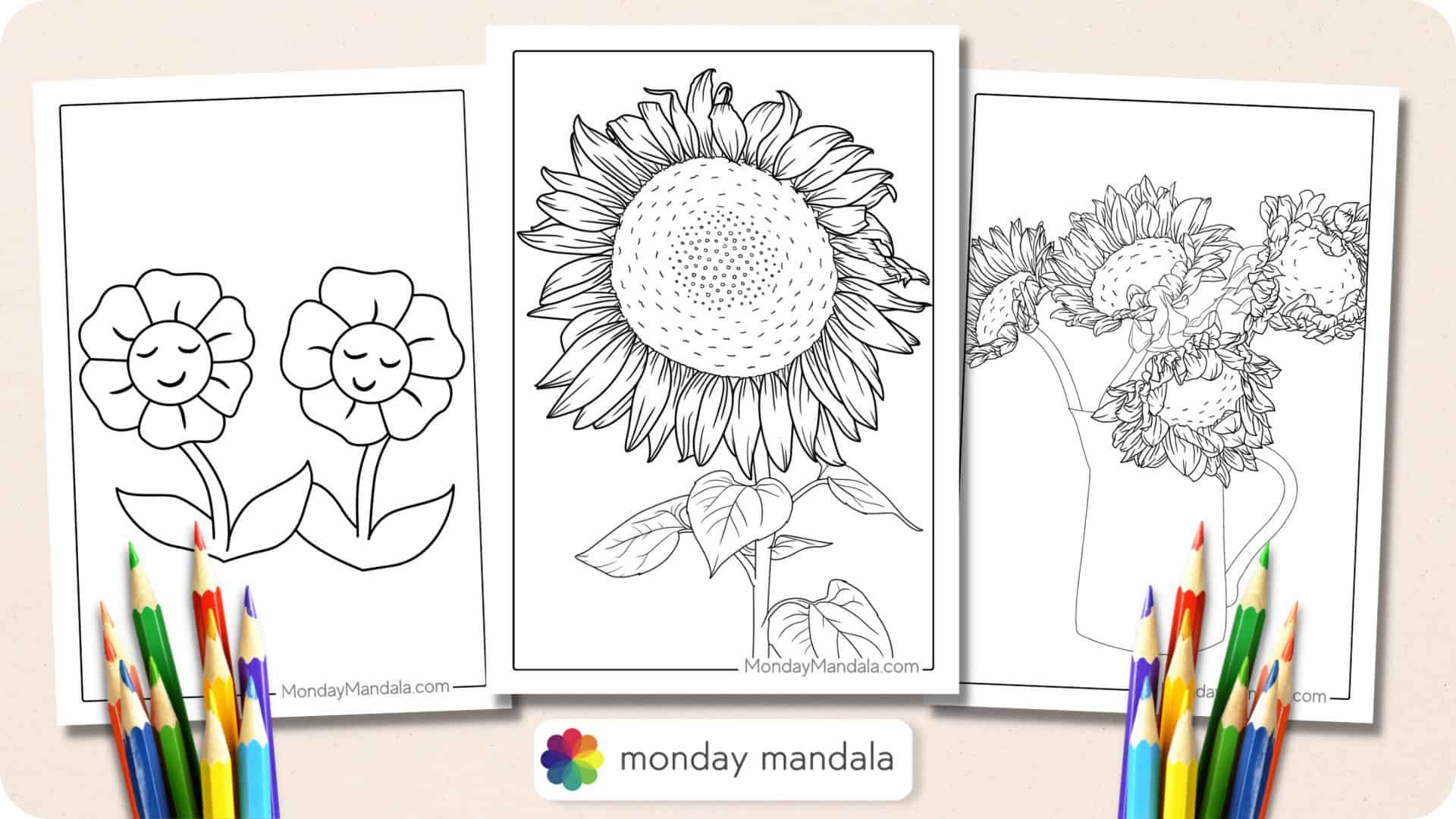 Coloring Sunflower for Kids Graphic by studioisamu · Creative Fabrica