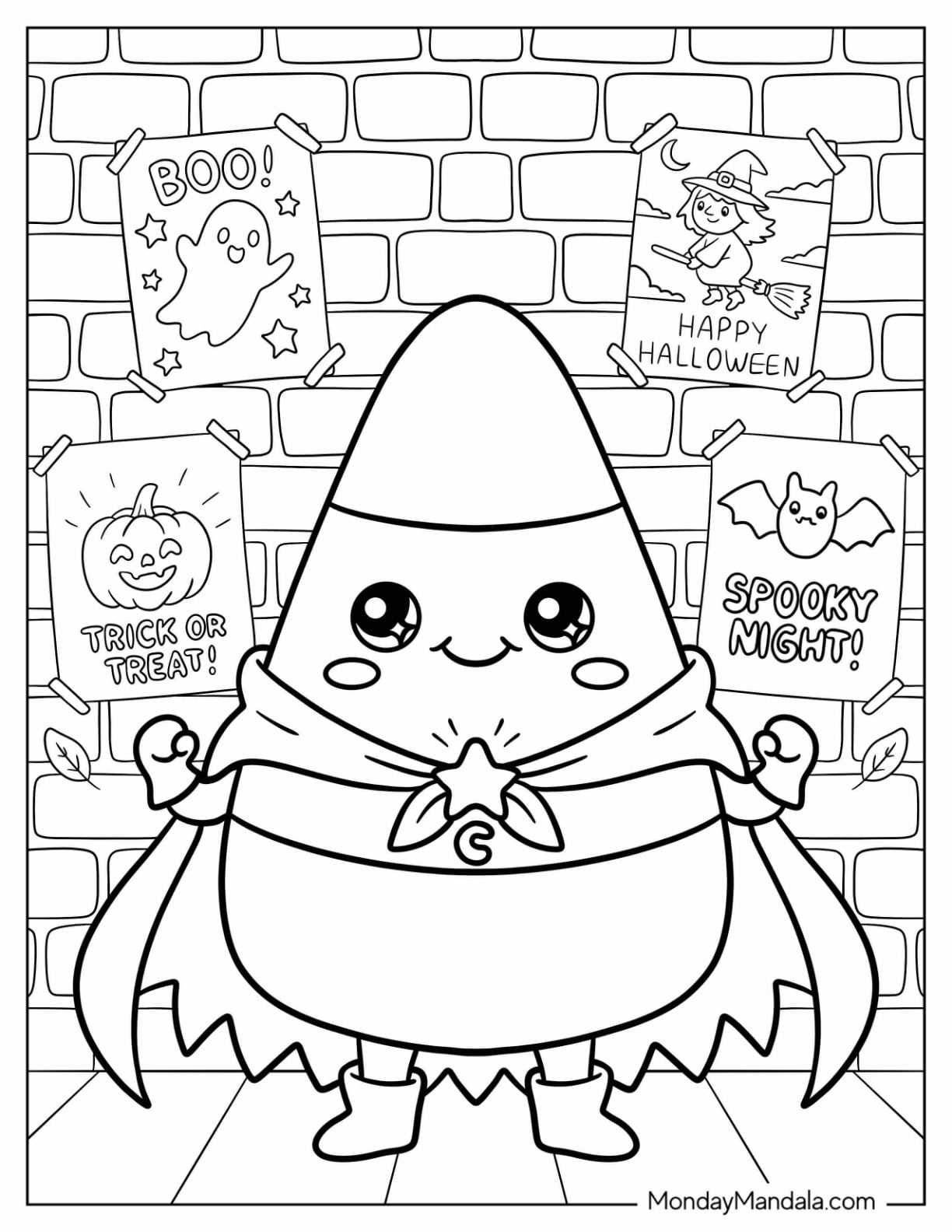 Superhero Candy Corn Coloring Page for Kids
