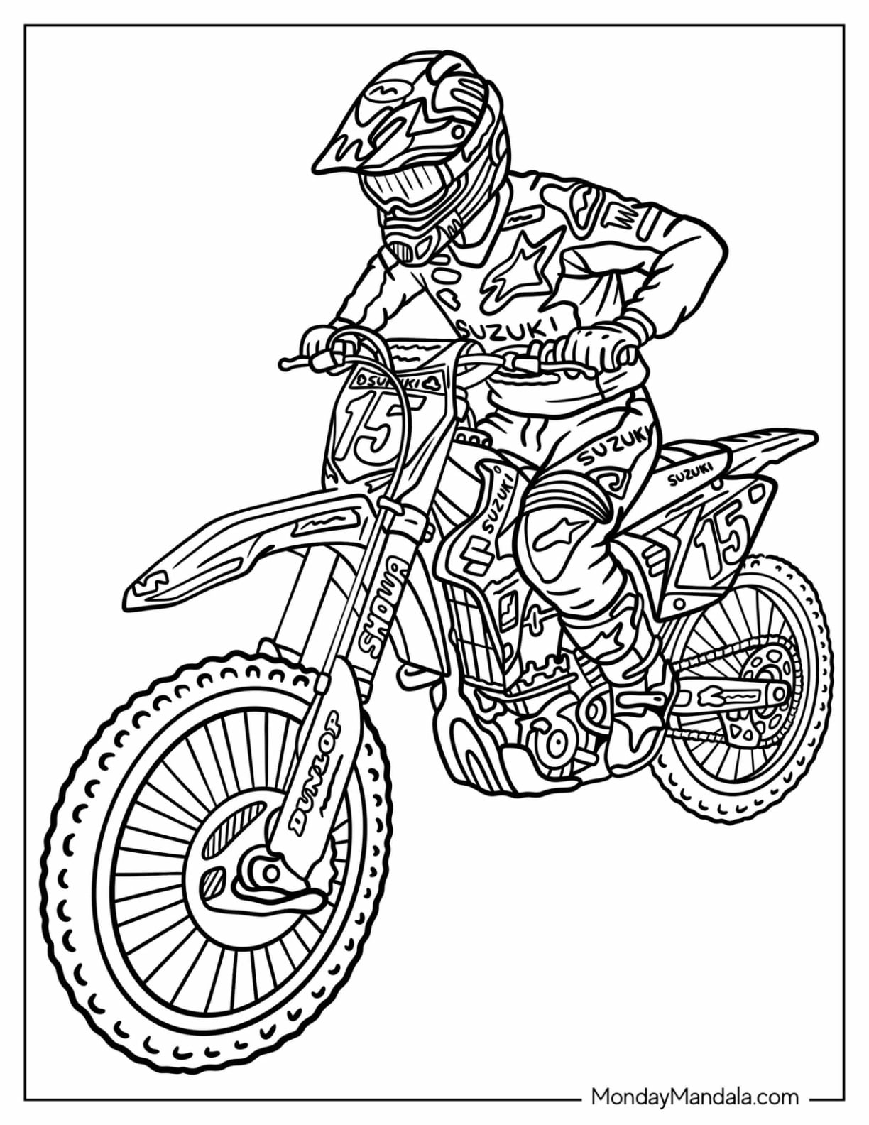 Suzuki Motocross Rider on Dirt Bike Number 15