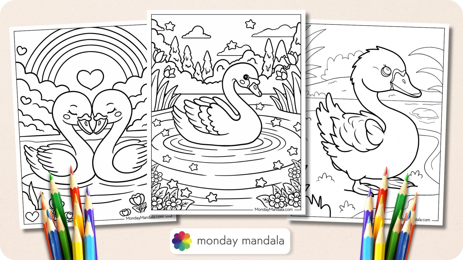 Swan Coloring Pages Featured Image v2