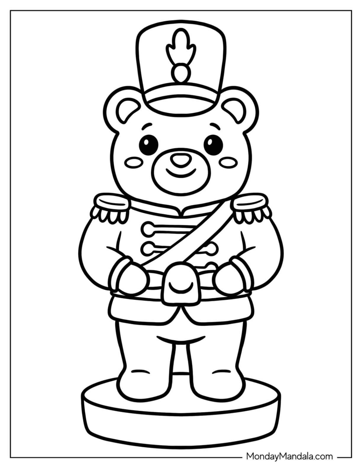Teddy Bear Nutcracker Soldier Coloring Page for Preschooler