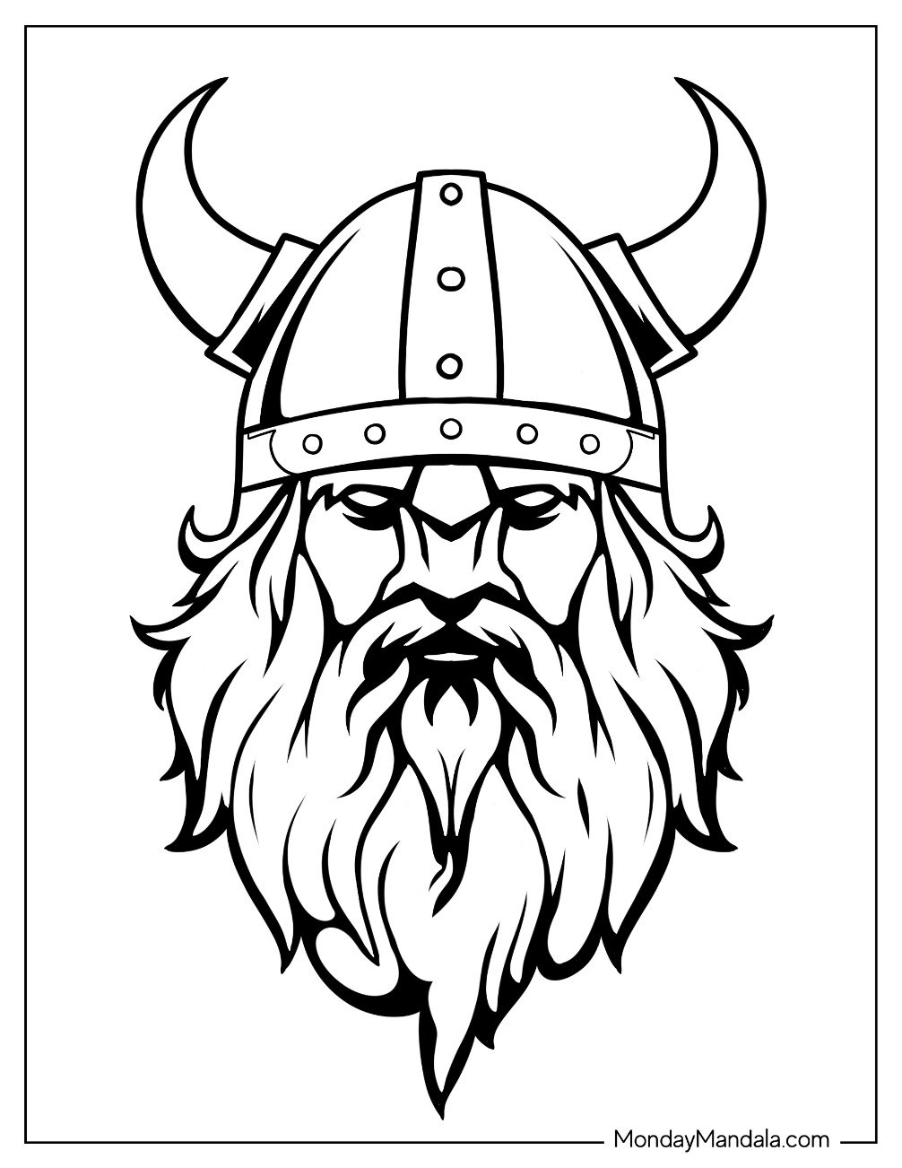 Terrifying Viking Coloring Page Portrait