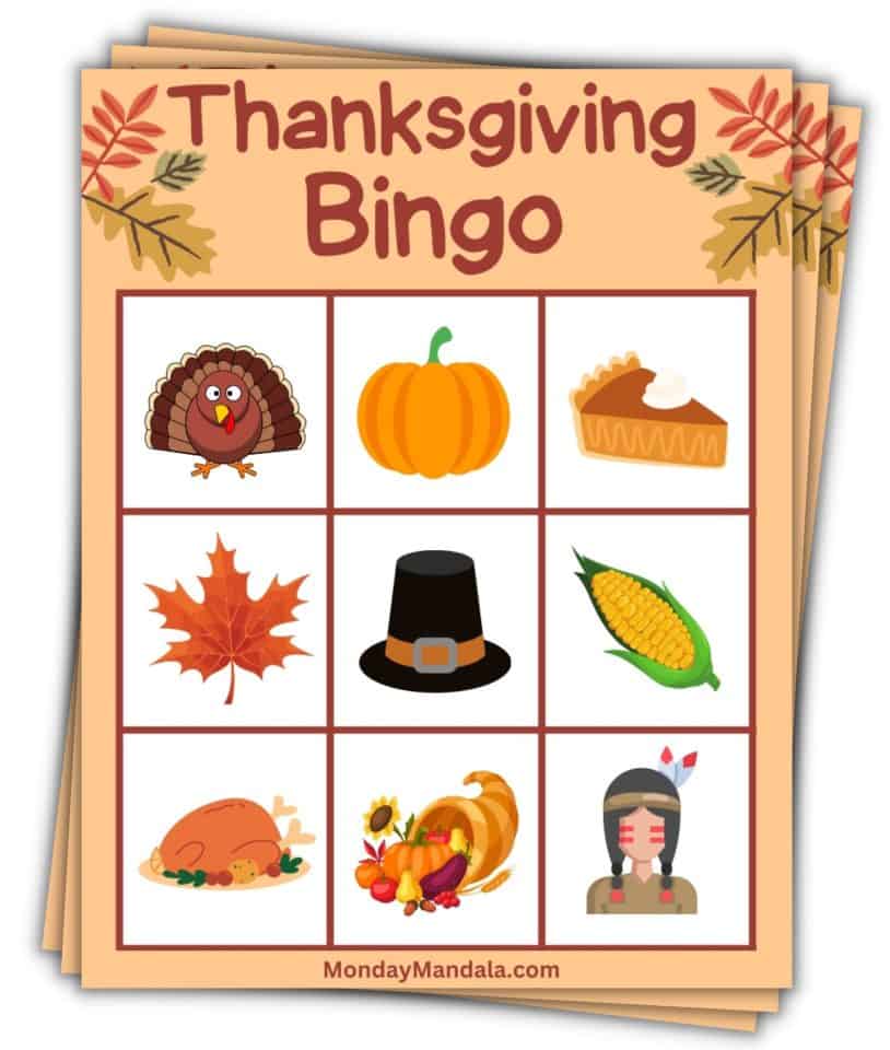 180 Thanksgiving Bingo Cards (Free PDF Printables)