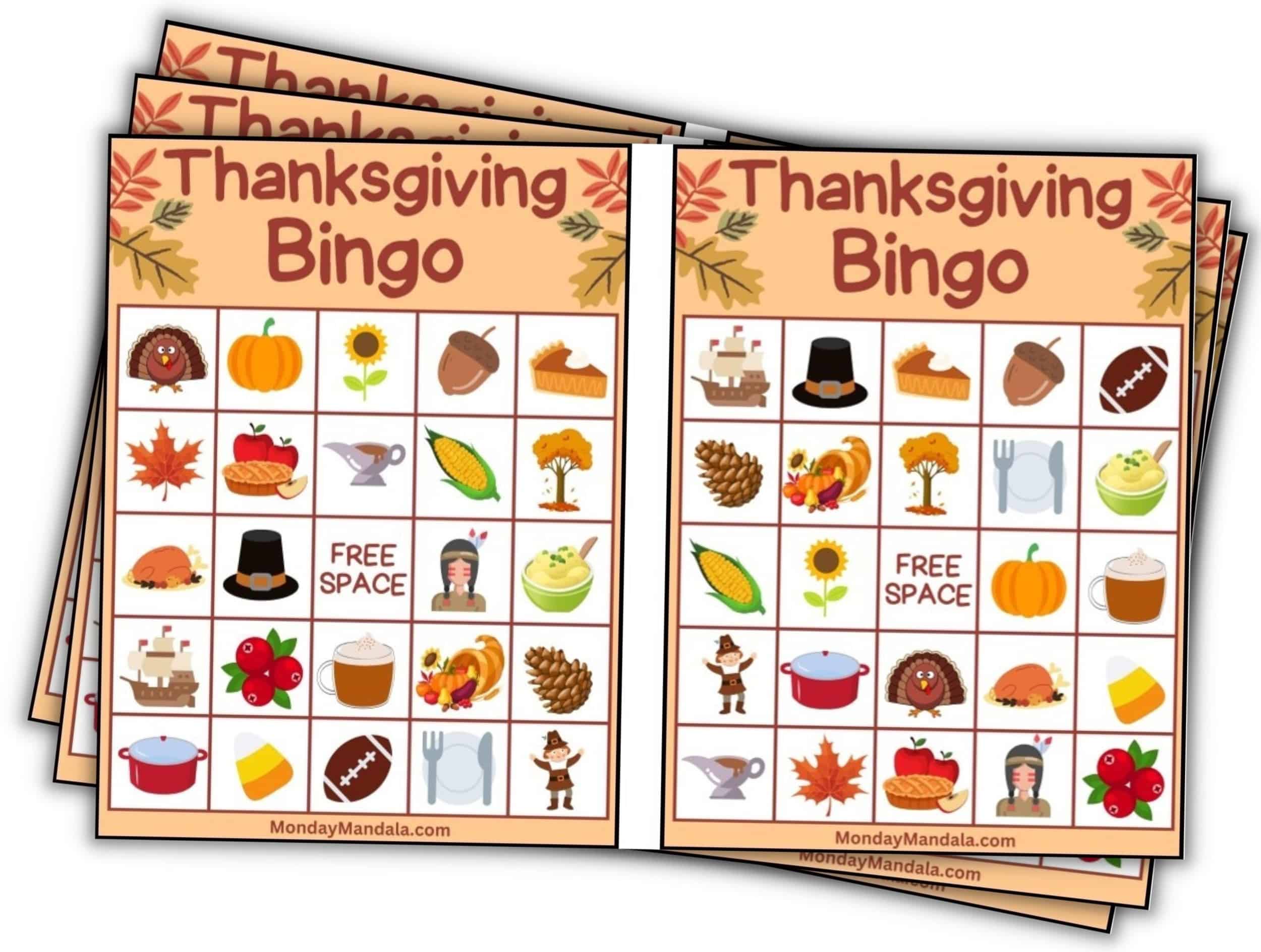 180 Thanksgiving Bingo Cards Free PDF Printables 