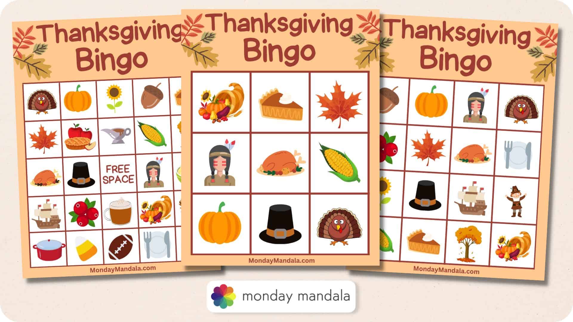 180 Thanksgiving Bingo Cards (Free PDF Printables)