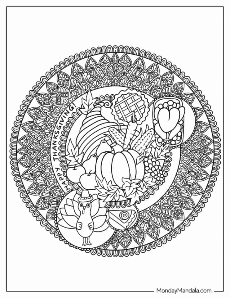 50 Thanksgiving Coloring Pages (Free PDF Printables)