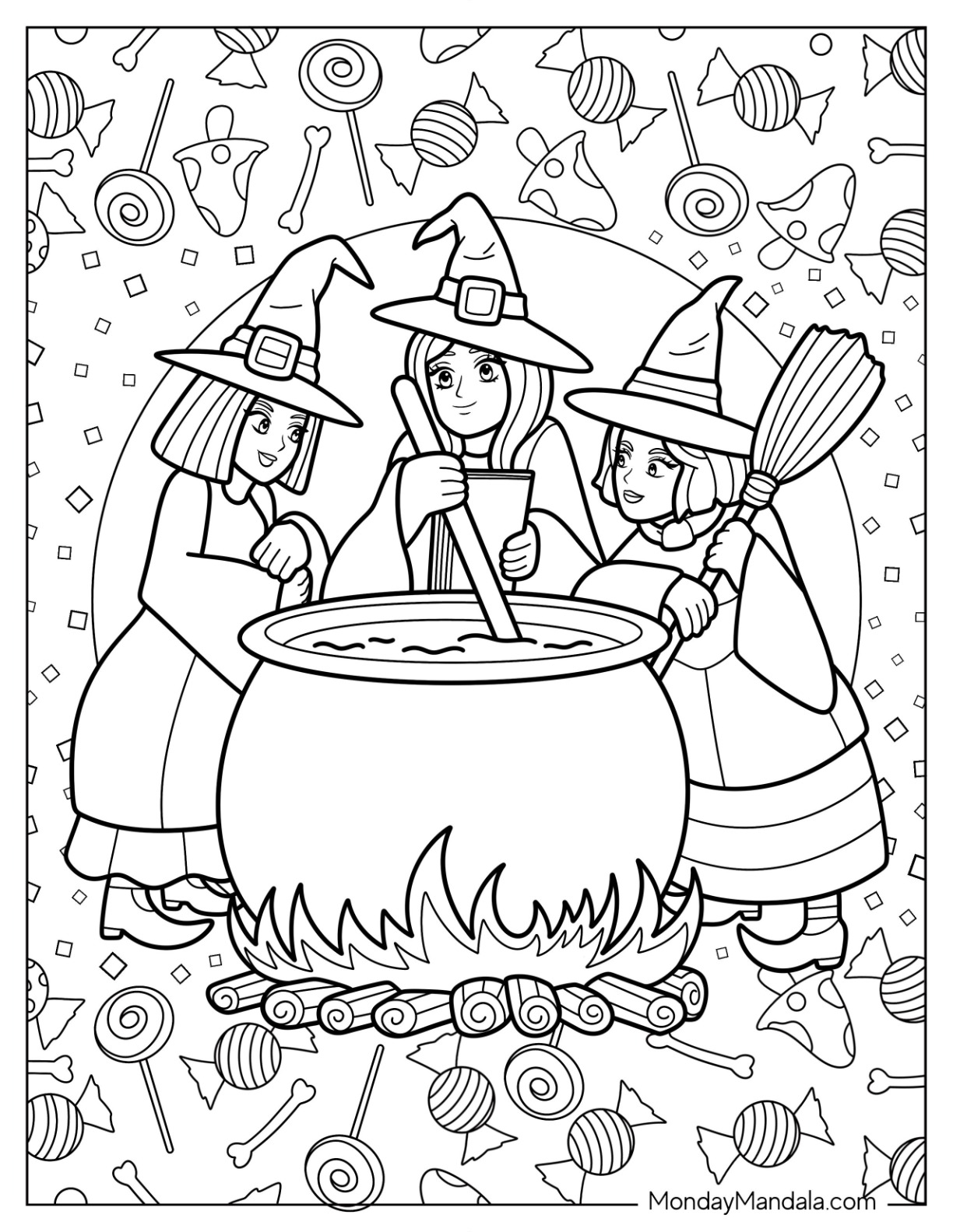 The Witches Coloring Page The Witches Coloring Page