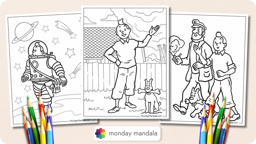 Kin Tin Colouring 20 Tintin Coloring Pages (Free PDF Printables)